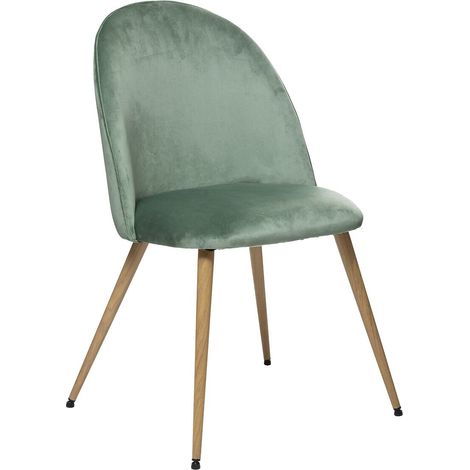 Silla «Slano» - verde celadón - terciopelo - patas de metal imitación de haya - Atmosphera créateur d'intérieur (1/3)