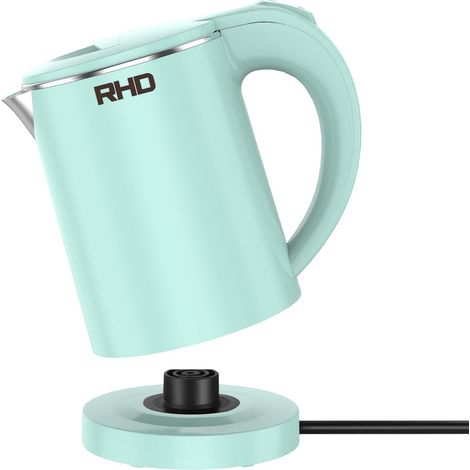 0.5L Petite bouilloire électrique portable pour faire bouillir l'eau, bouilloire de voyage en acier inoxydable, théière à ébullition rapide, pour la cuisine en voyage, le café, le thé (vert) (1/5)