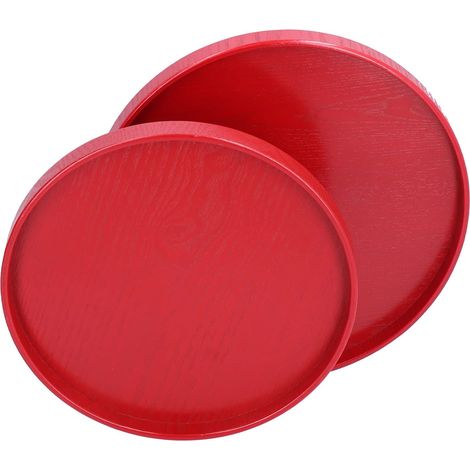 2 pièces/ensemble plateau rond rouge, tasse à thé assiette à dessert aux fruits plateau de service pour hôtel restaurant manger à la maison, recevoir, décorer et organiser (1/5)