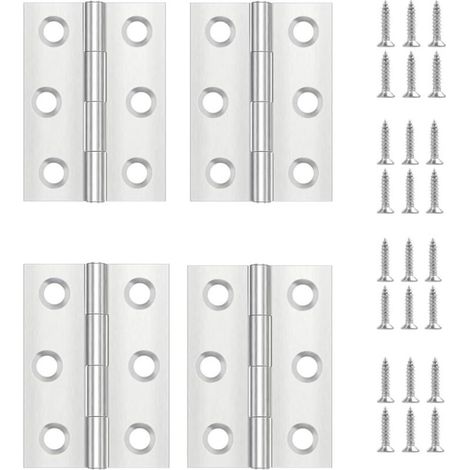 Juego de 4 bisagras para puertas, de acero inoxidable, invisibles y planas, para puertas de armarios, puertas pequeñas, cajones, ventanas, pianos y joyeros. Herrajes para muebles del hogar.