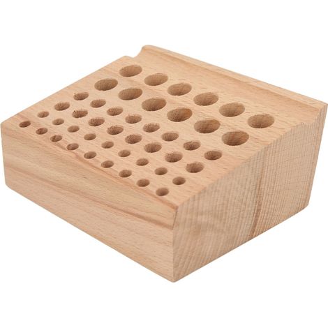 Porte-outils pour le travail du cuir, 46 trous, bois robuste, conception pratique, support pour poinçon. (1/5)