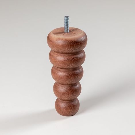 Pata de madera de haya Ópera torneada 15 cm – Cerezo – 1 unidad, recambio para sillones, sofás y muebles