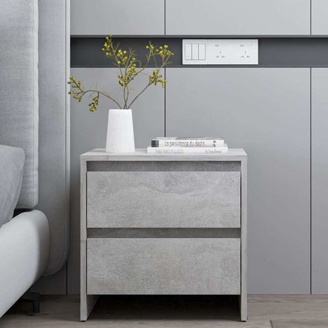 Table de chevet flottante-Table de nuit gris béton 45x34,5x44,5 cm bois d’ingénierie 726432 (1/5)