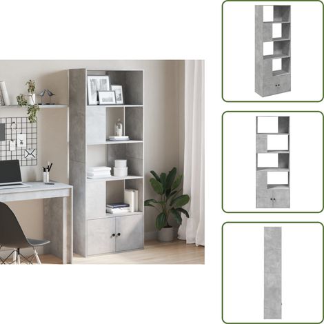 Bücherregal Betongrau 70x36x189 cm Holzwerkstoff - BucheRegal - Holzmöbel - Bücherständer - Aufbewahrung - Wohnen (1/5)