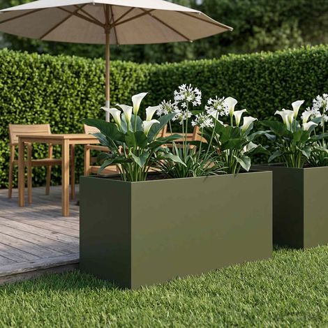 vidaXL Macetero de Jardín Verde oliva 100 x 50 x 50 cm (1/5)