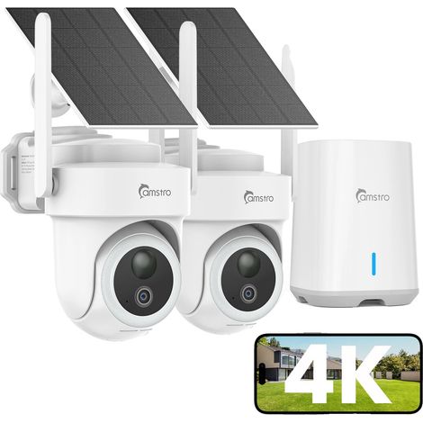 Cámara IP solar inalámbrica, resolución de 8 MP, WiFi de doble banda (2,4 GHz/5,8 GHz), visión panorámica de 360°, diseño de doble luz, clasificación de impermeabilidad IP66. (1/5)