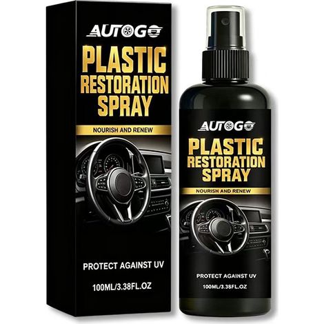 AUTOGO Kunststoffreparaturspray – Aufarbeitung, Entfernung von Vergilbung, Aufhellung, Reparatur und Pflege von Kunststoffteilen im Fahrzeuginnenraum (1/5)