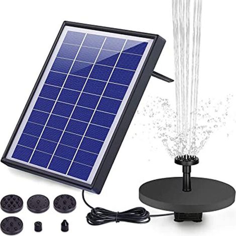 Fontaine Solaire Extérieur 6.5W , Pompe Bassin Solaire avec Batterie et 6 Buses (1/5)