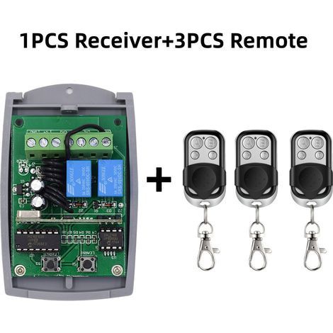 Télécommande et récepteur pour porte de garage, accessoire de commande automatique,1Receiver 3Remote (1/5)