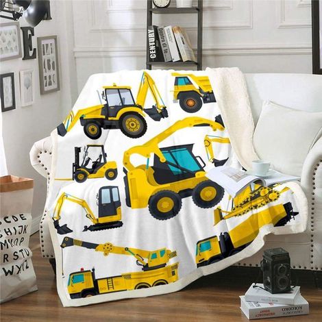 1 pièce Couverture en peluche Tracteur de camion, 130×150 cm, flanelle réversible avec intérieur Sherpa, idéale pour enfants et séances détente à la maison ou en extérieur (1/5)