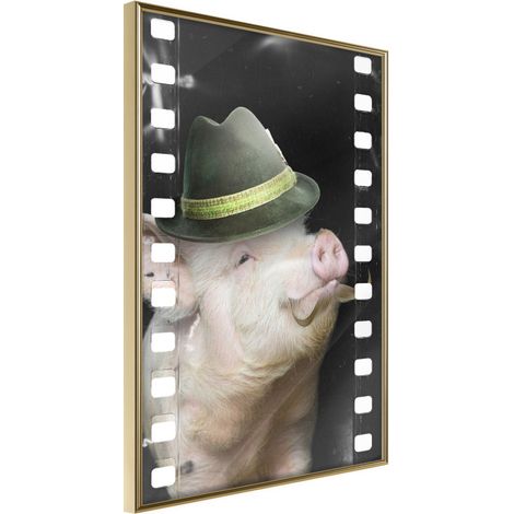 Affiche Murale Encadrée "Dressed Up Piggy" 40 x 60 cm Or (1/2)