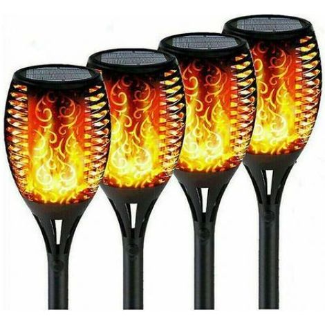Lampes solaires à flammes dansantes, décorations extérieures à flammes vacillantes pour jardin, terrasse, aménagement paysager, allumage et extinction automatiques, étanches-AquaForge (1/5)