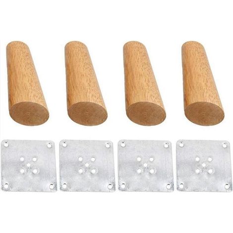 Un ensemble de quatre pieds de meubles inclinés en bois massif de 15 cm - pieds de remplacement durables en bois d'hévéa, compatibles avec les canapés, les tables, etc. (1/5)