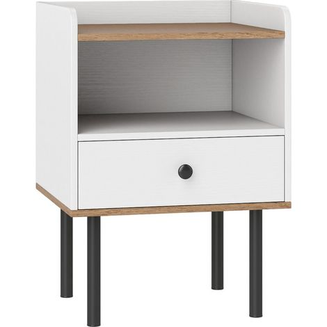 Comodino con cassetto 40,5 x 35 x 56 cm pratico contenitore stile moderno legno ingegnerizzato bianco 200017422