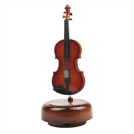 Boîte à musique violon, mini boîte à musique vintage avec base rotative (1/5)