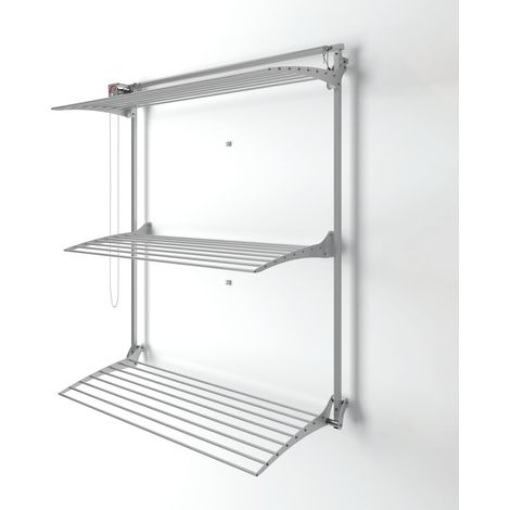 Étendoir à linge mural coulissant 3 grilles – 100% fabriqué en Italie – Installation simple – Dimensions 108x52x137 cm – Foxydry (1/5)