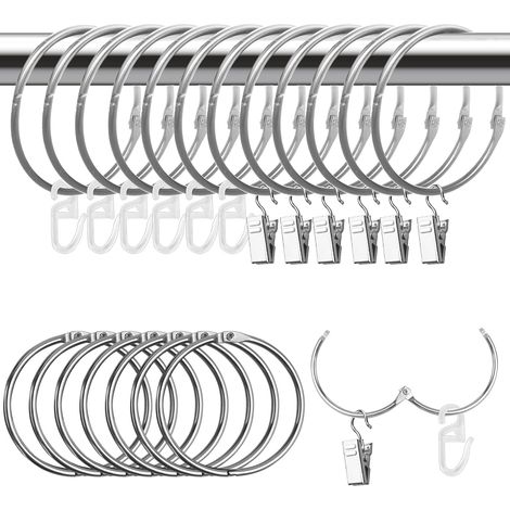 20Pcs 50mm Anneaux Rideaux avec Pince,Pince pour Rideaux Plastique (1/5)