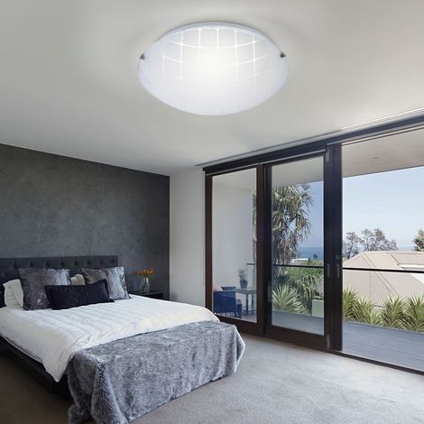 Lampada da soffitto plafoniera soggiorno lampada corridoio lampada camera da letto, vetro cromato opalino, LED 8W 600Lm bianco caldo, DxH 25x7,5cm