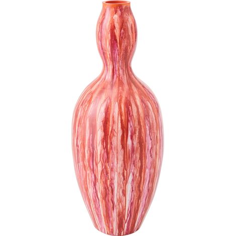 Vase en poterie multicolore élancé - multicolore aux nuances rose orangé et rouge (1/4)