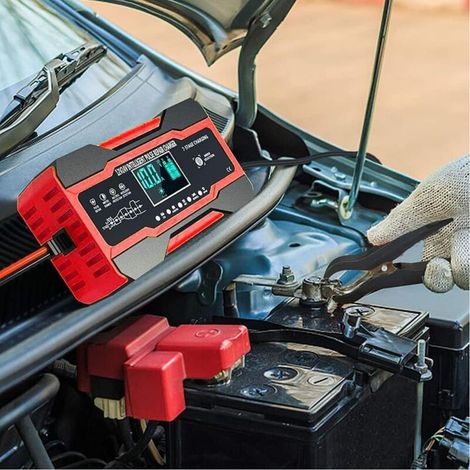 Chargeur de batterie de voiture 10Amp, chargeur automatique de batterie 12V/24V avec 7 niveaux de charge et écran LCD, charge, répare et entretient intelligemment les batteries AGM, WET et GEL (1/4)