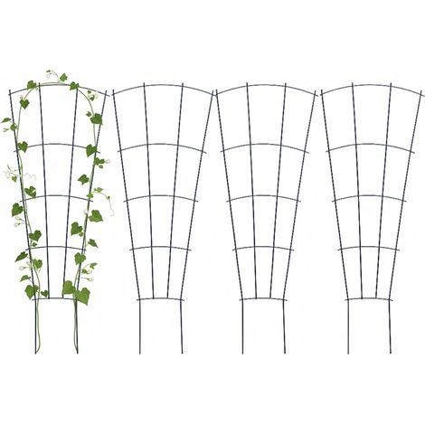 Relaxdays Pflanzenstütze Metall, 4er Set, Rankhilfe, Blumentopf & Pflanzkübel, HxB: 82 x 31 cm, Blumenstütze, schwarz