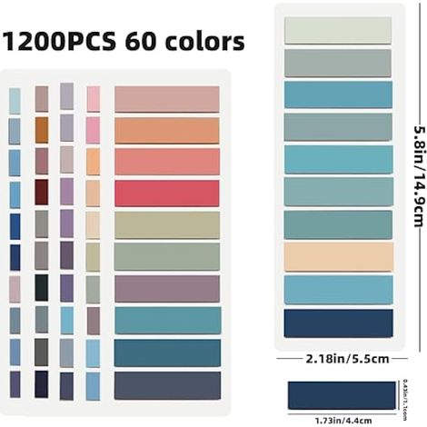 1200 pcs Marque Page Adhesif,Index Tabs,Marque Pages,Onglets Séparateurs,Marque Pages,Onglets D'Index,Sticky Notes,Bookmark Sticky Notes,d'étiquettes d'index de notes colorées