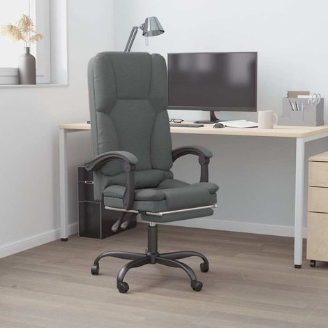 vidaXL Sillón de oficina reclinable con masaje, tapizado en tela gris oscuro (1/5)