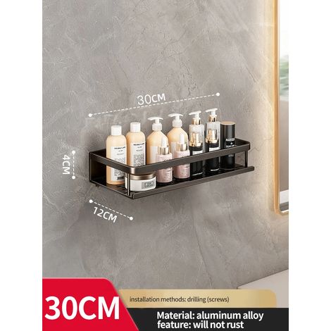 Étagère d'angle jaune et blanche (30 cm, noire) pour salle de bain, rangement de toilettes, étagère à shampoing et étagère de cuisine. (1/5)