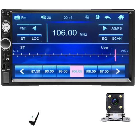 Lettore multimediale per auto, schermo da 7 pollici, connettività Bluetooth, radio, 4 telecamere a LED (1/2)