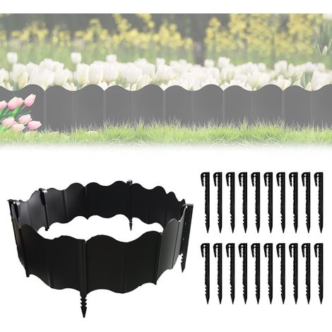 40 Stück einfach zu installierende Gartenkanten aus Kunststoff, schwarze Gartenkanten aus Kunststoff von SilverChry, flexible Rasenkanten aus Kunststoff, 20 × Kunststoffnägel für Auffahrten, Landschaf (1/5)