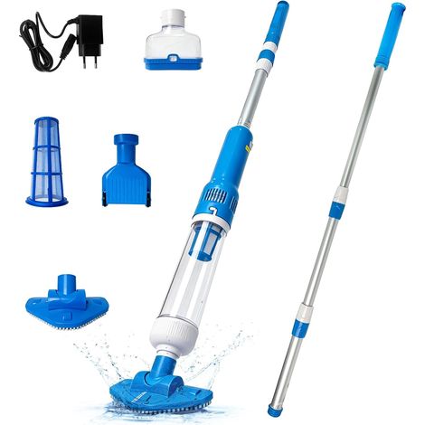 Wireless Pool Vacuum Cleaner, 3 in 1 Rechargeable Battery Electric Cleaner, 70 Min Battery Life Pool Vacuum for Spa, Hot Tub, Above Ground and Buried Pool, Blue (1/5)