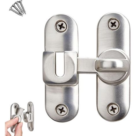 1 pièce - Systèmes de portes coulissantes - Verrou de porte à 90 degrés - argent - Serrures pour portes de placard et de salle de bain - Convient pour chambre, porte coulissante, porte affleurante, ja (1/5)