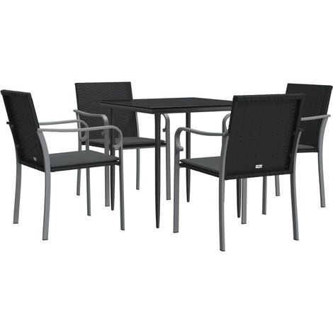 vidaXL 5 Piece Garden Dining Set with Cushions Poly Rattan and Steel (1/5)