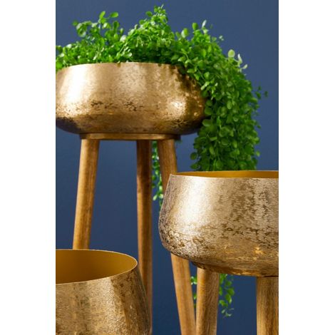 Porta Vaso Metallo Nero Stile Industriale da Interno - ROMAN - Colore: Oro (1/5)