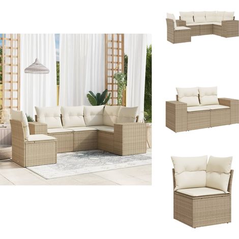 Salon de jardin avec coussins 5 pcs beige résine tressée - Ensemble Salon De Jardin - Canapé Extérieur - Mobilier De Jardin - Salon De Jardin Design - Set De Salon De Jardin (1/5)