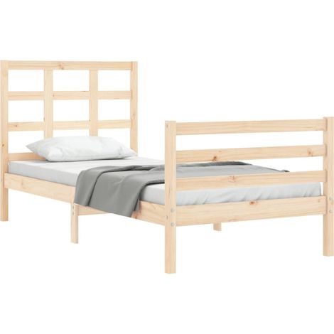 Bed Frame without Mattress 100x200 cm Solid Wood vidaXL (1/4)