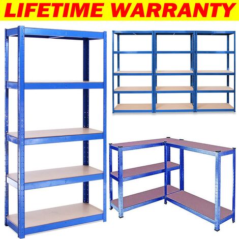 Racking Shelving Unit Garage Warehouse Office Shed Industrial Shelves Heavy Duty Metal Shelf 5 Tier Adjustable Height Boltless Design Easy to Assemble Large 180x90x40cm (1/5)