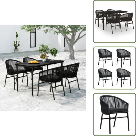 The Living Store Set da Pranzo per Giardino 5 pz Nero - Tavolo da giardino