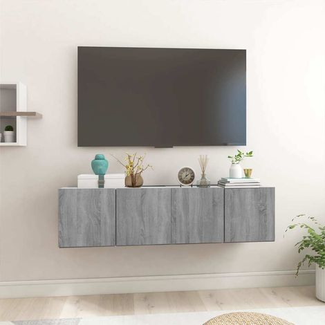 Lot de 2 Meubles TV pour Salon - Armoire TV suspendues Sonoma gris 60x30x30 cm Bois BV274314 - BonneVie (1/5)