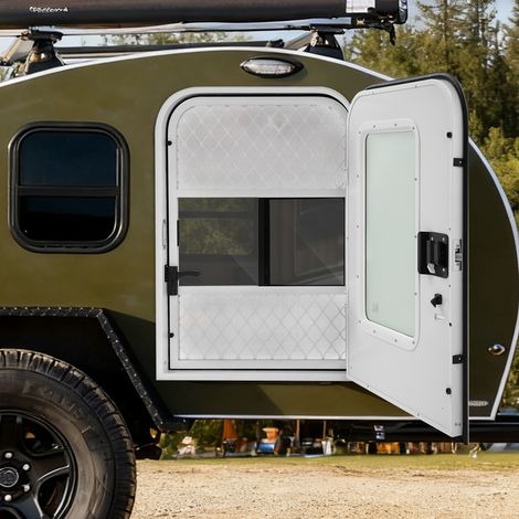 Wohnmobil Eingangstür 660x914mm, Aluminium & Milchglas, Mit Schloss & 4 Schlüsseln, Weiß, Beifahrerseite (1/5)