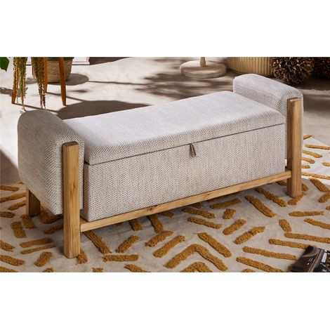 Banc Natur avec rangement et accoudoirs 114 cm. 114x42x42 cm (1/3)