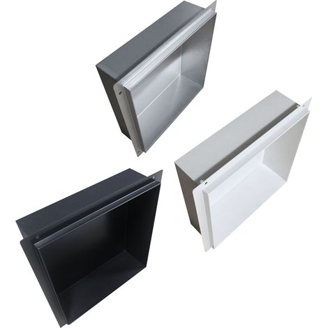 BERNSTEIN - Niche murale de douche, étagère encastrable douche acier inox, sans rebord - 30x30x10cm - BS303010 Blanc (1/5)