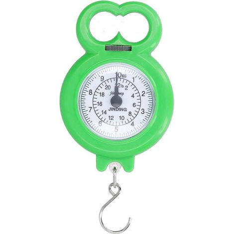 Hängende Hakenwaage, Mini-Federwaage 10 kg zum Angeln, Einkaufen, Gepäck und für andere Familienaktivitäten (grün)