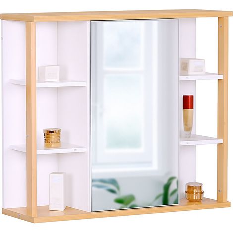 Mobiletto con specchio per bagno, contenitore a parete