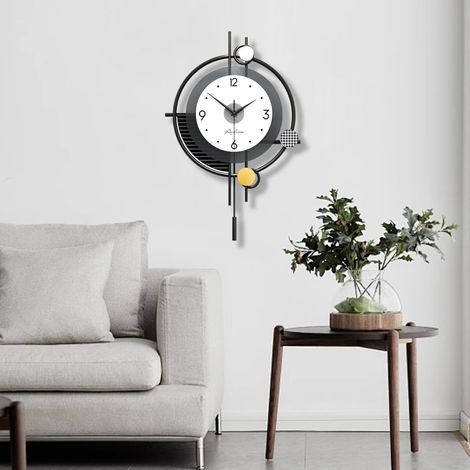 Moderne Minimaliste Horloge murale, Silencieuse sans tic tac Style Nordique Décorative Cadran à 3 Niveaux Créatif pendule Mode Art déco pour Chambre Bureau Cuisine Etude, 38x58 cm (1/5)