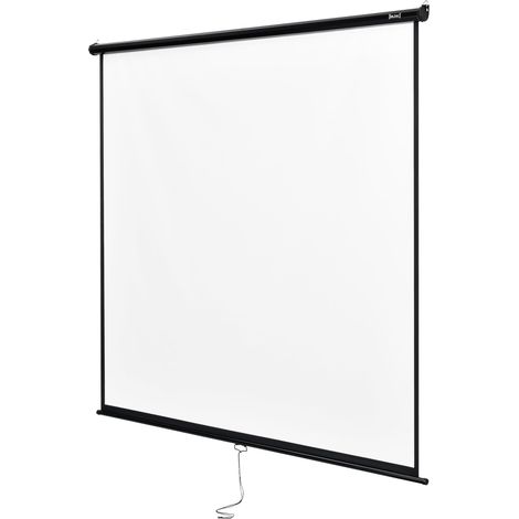 Écran de projection déroulable avec boîtier en acier 113 pouces 203 x 203 cm polyester et PVC (1/4)