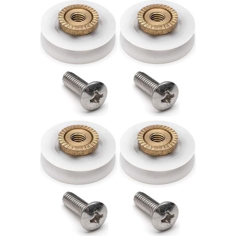 Roues de rechange pour porte de douche, cannelées en V, diamètre 19 mm, YQ19 (rainure en V, 19 mm, 4 pièces) (1/5)