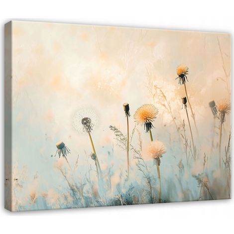 Peinture champ beige fleurs pour chambre salon cuisine sur toile 40x30 (1/3)