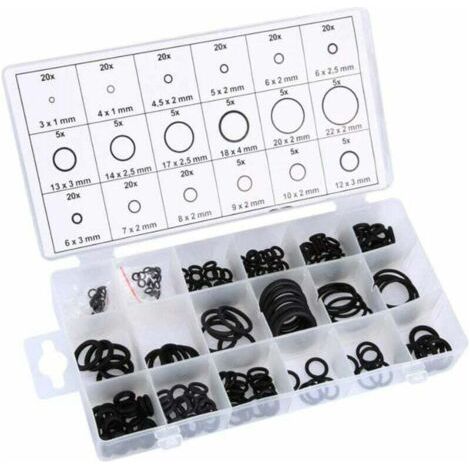 225 Gummi-O-Ringe für Heimwerker- und Profiwerkstätten, Garagen und Sanitärinstallationen, einschließlich Dichtungsringe (18 Größen). (1/5)