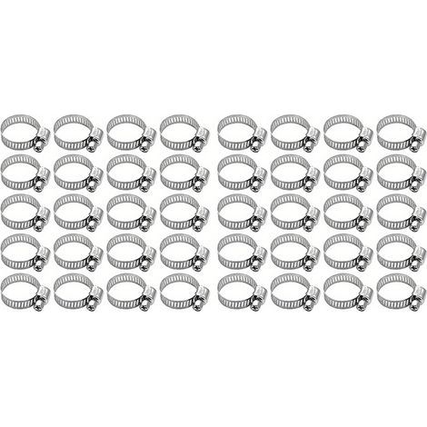 40 Pièces Colliers de Serrage 16-25mm, Collier Serrage Inox Set, Collier de Serrage Réglable, Solide Résistant Rouille Colliers Serrage, Collier Metallique pour Conduites D'eau, Tuyau Piscine, (1/5)